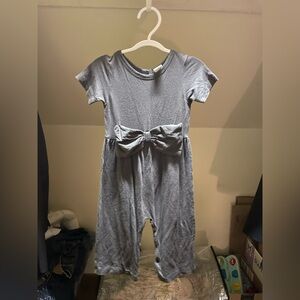 Kate Quinn • The WOODS one piece • 6-12 months • dark grey with bow detail